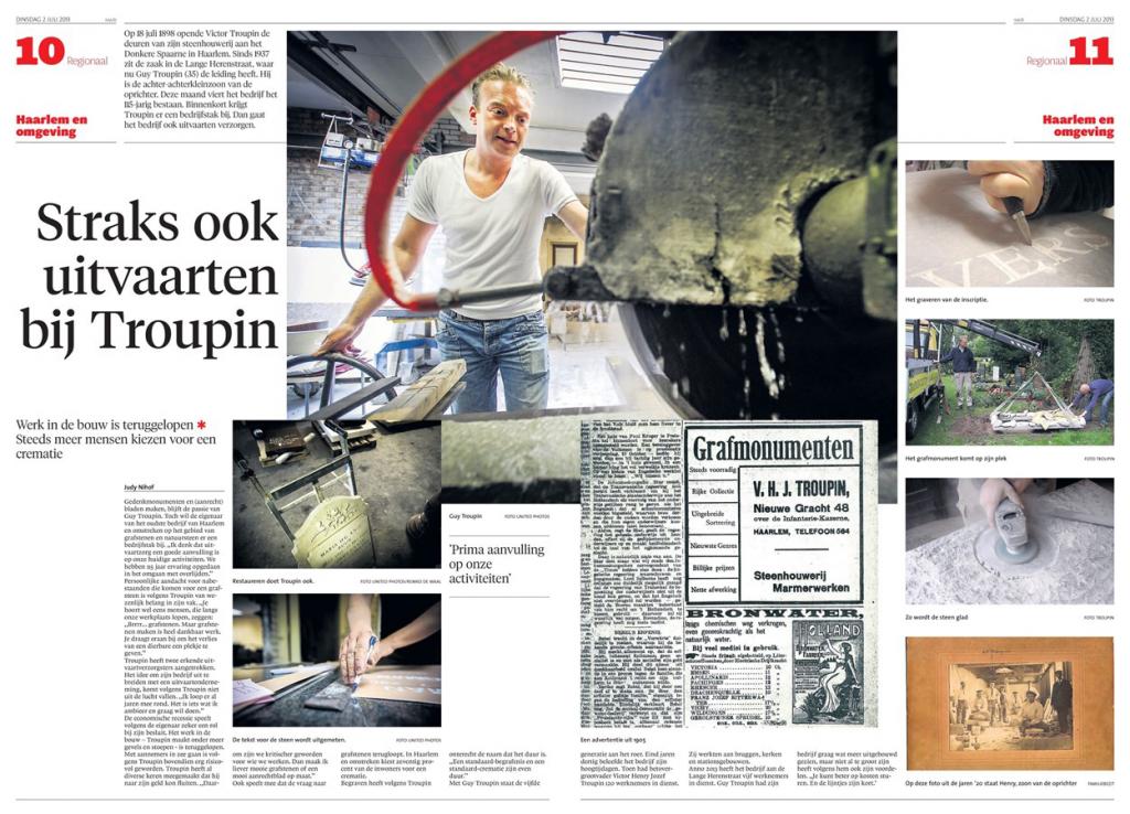 Troupin Natuursteen in Haarlems Dagblad